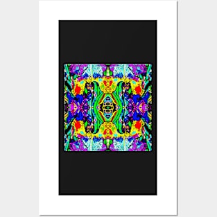 Neon Abstracted Irises Pattern Posters and Art